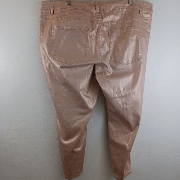 Lane Bryant Mid Rise Super stretch skinny Metallic Rose Gold jeans 28 - Picture 7 of 8